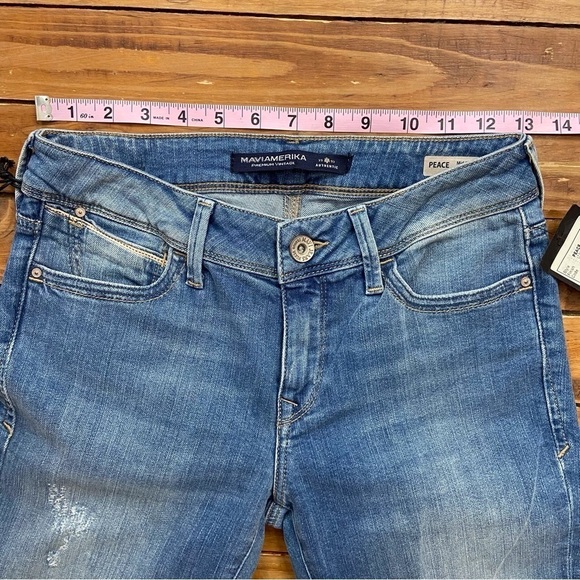 Mavi Amerika peace women jeans wide legs flare 25/34 ripped distressed blue - Picture 10 of 15